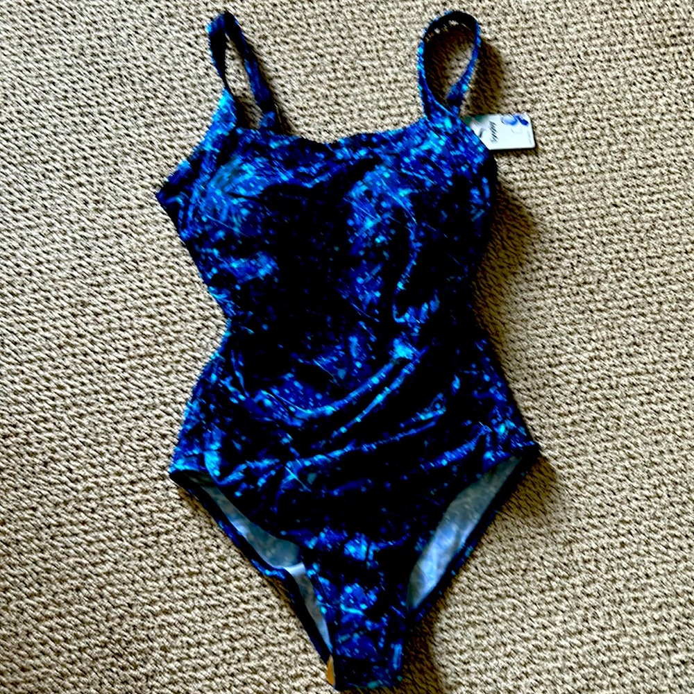Navy and Teal One-Piece Swimsuit